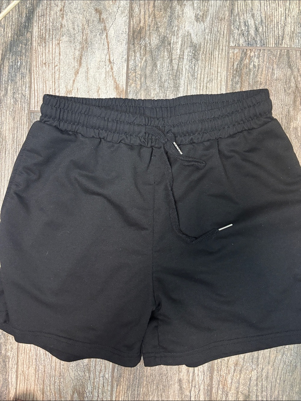 Men’s Black Elastic-Waist Knit Shorts